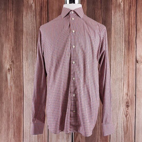 Eton Slim Fit Mens Size 43/17 Button Up Multicolor Check Long Sleeve Dress Shirt - Picture 2 of 16